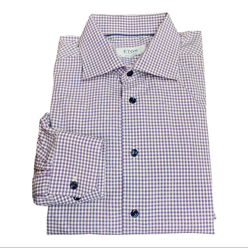 Eton Purple Check Dress Shirt